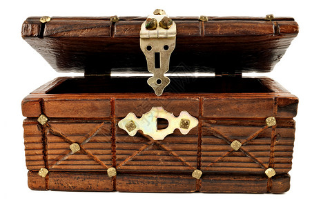 木藏宝箱海盗盒子木头宝藏白色古董棺材投资珠宝案件背景图片