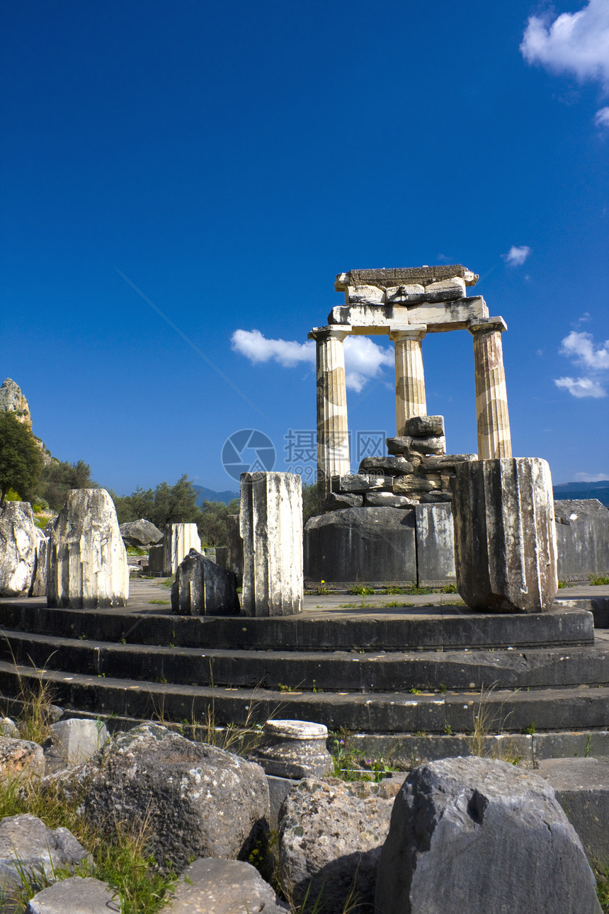 希腊德尔菲雅典娜普罗内亚寺庙建筑岩石遗产世界历史建筑学考古学运动纪念碑历史性图片