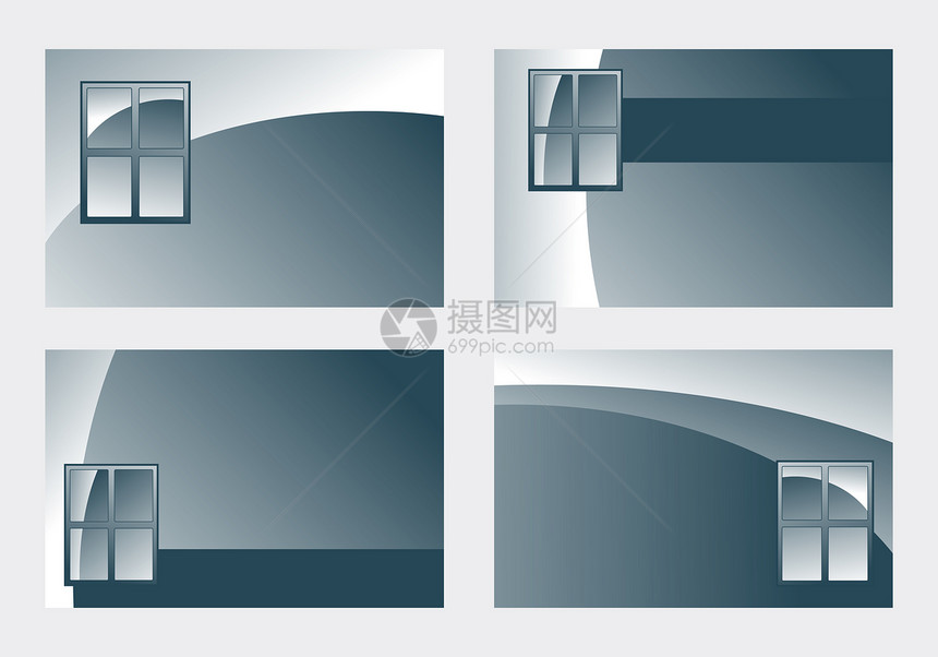 窗户插图玻璃建造商业空白玻璃工蓝色卡片框架窗格图片