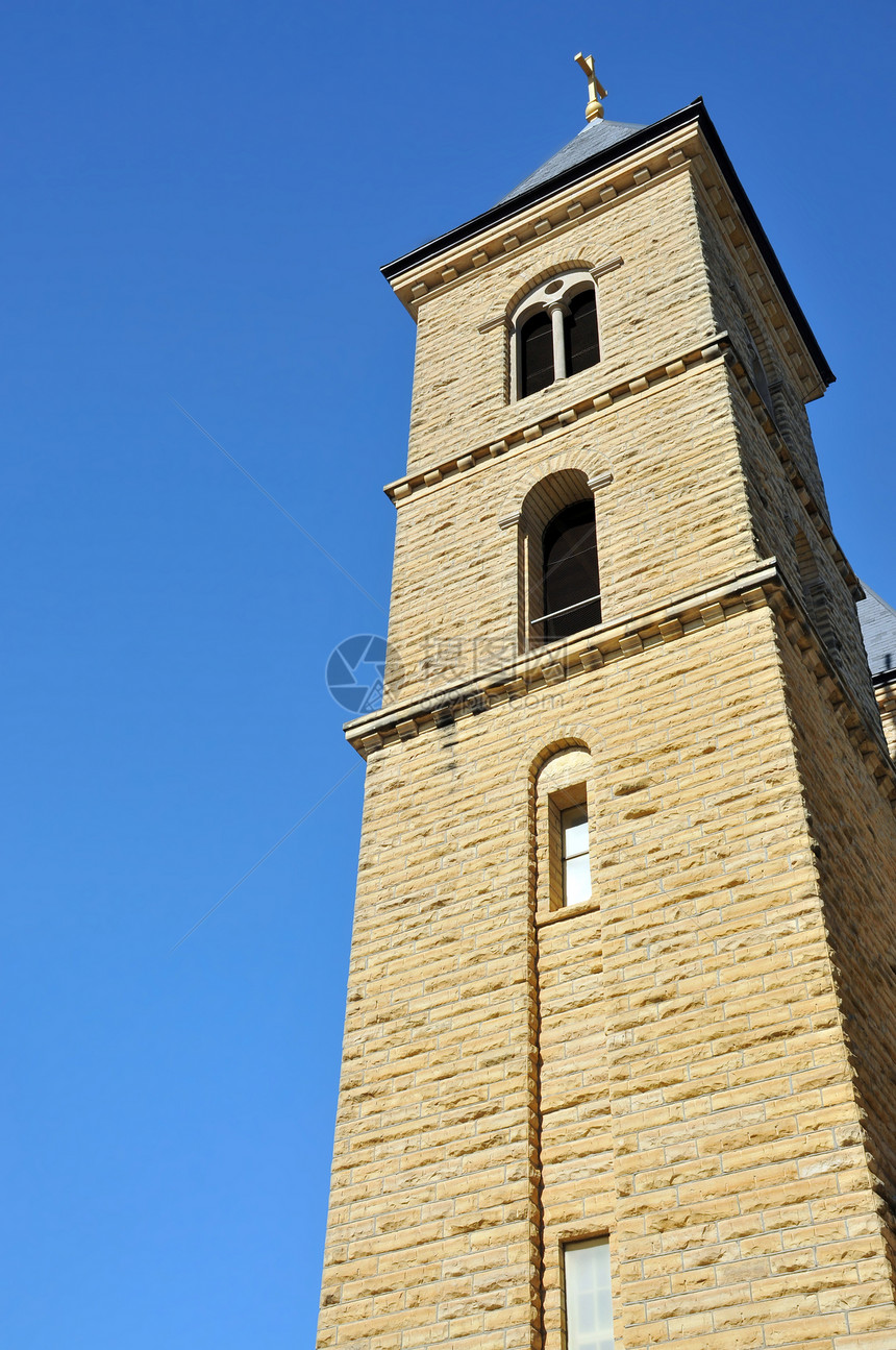 教堂塔教会蓝色美丽石头历史建筑宗教大教堂旅行正方形图片