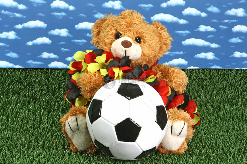 德国足球球迷运动乐趣孩子国王玩具国际童年玩物毛皮棕色图片