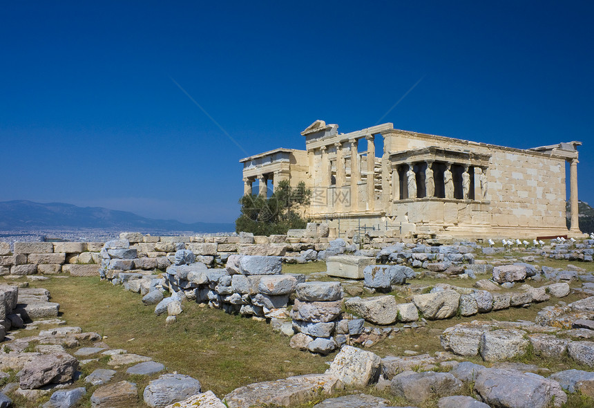 希腊雅典Erethheum寺庙遗产岩石建筑学考古学废墟纪念碑历史建筑文明图片