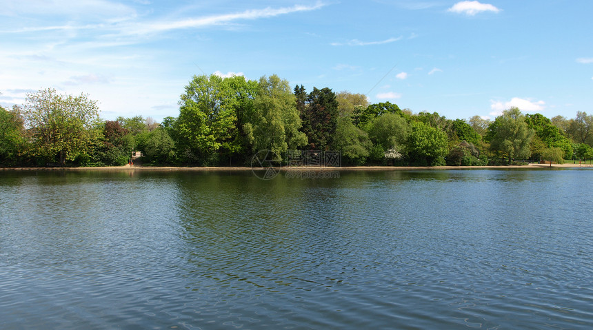 蛇腹湖 伦敦绿色植被全景池塘液体英语蓝色草地花园波浪图片