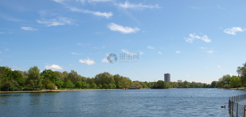 蛇腹湖 伦敦植被公园液体花园全景绿色蓝色草地波浪池塘图片