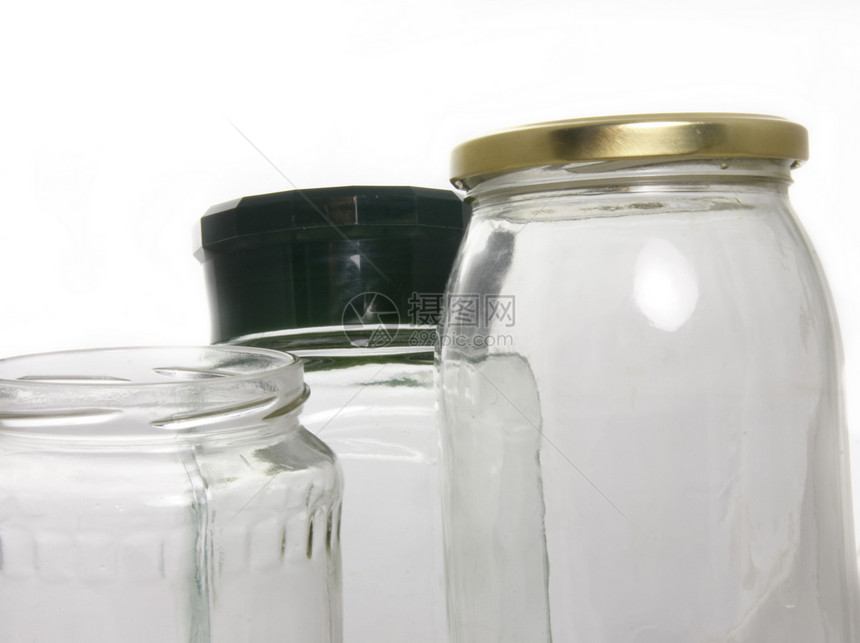 3个储存罐圆柱贮存库存玻璃空白标签帽子产品白色金属图片