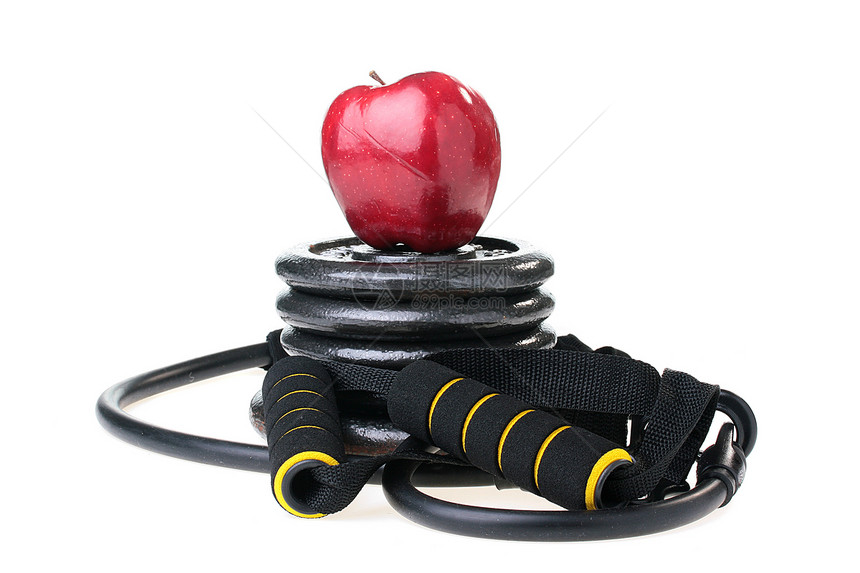 健康的生活方式训练水果圆形红色运动哑铃橡皮图片
