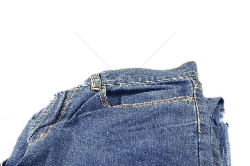 折叠牛仔裤工作口袋衣服环形腰带牛仔面料纤维靛青石头图片