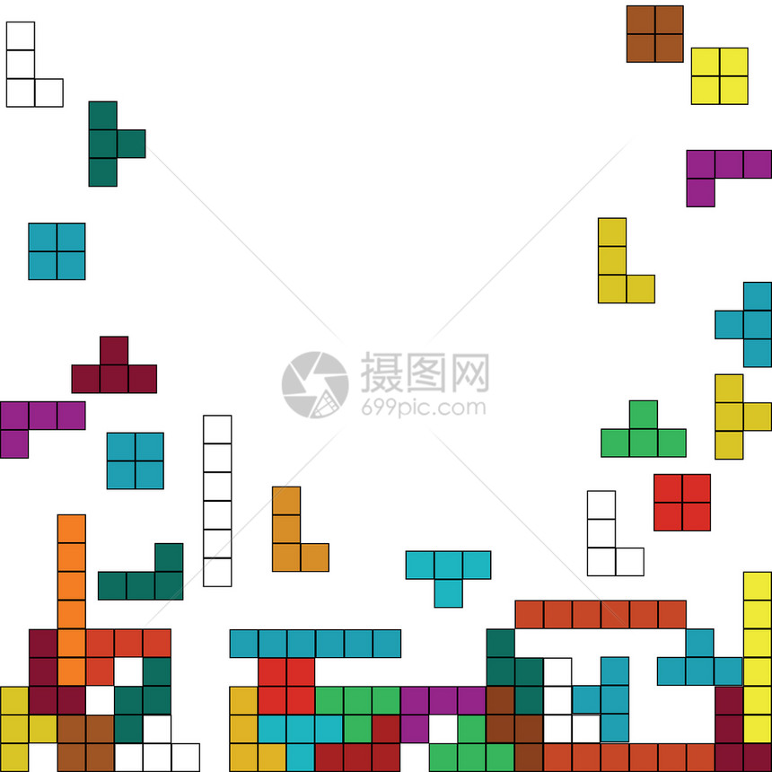 俄罗斯方块艺术品插图框架技术电脑坡度乐趣游戏商业艺术图片