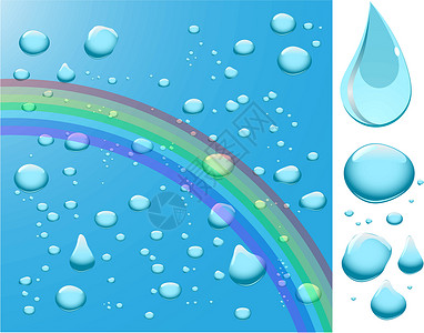 雨海彩虹般的水滴设计图片