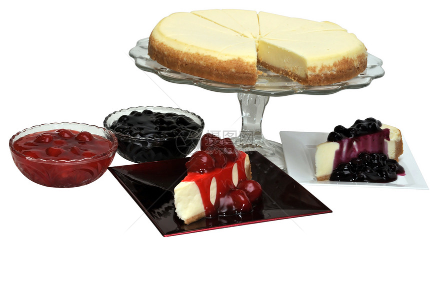 草莓和蓝莓芝士蛋糕甜点脆皮水果蛋糕食物白色配料浆果盘子红色图片