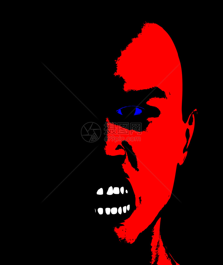 威胁男性脸部概念挫折侵略情感压力牙齿愤怒红色黑色图片