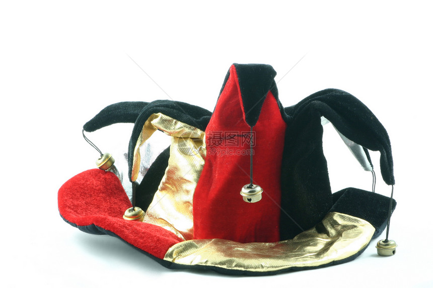 小丑帽子配件乐趣红色衣服派对黑色奇装异服钟声服装金子图片