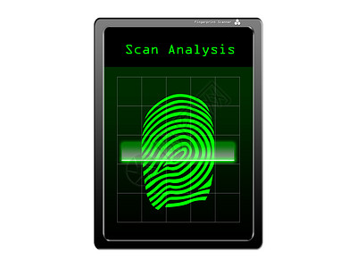 指纹登录指纹扫描仪屏幕手指安全科学身份法医展示蓝色侦探技术背景