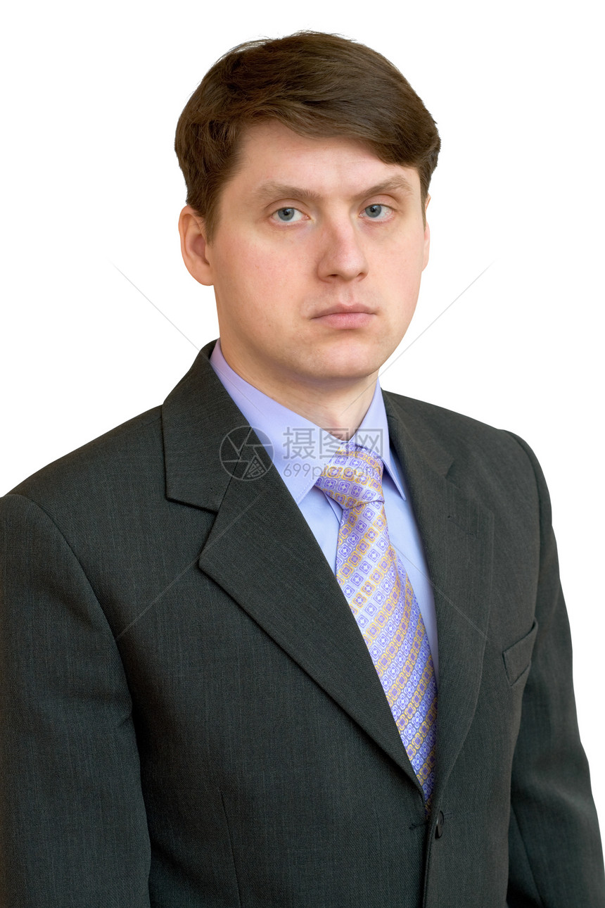 穿着衬衫 领带和外套的商务人士套装人士男性蓝色头发忧郁商业夹克领结男人图片