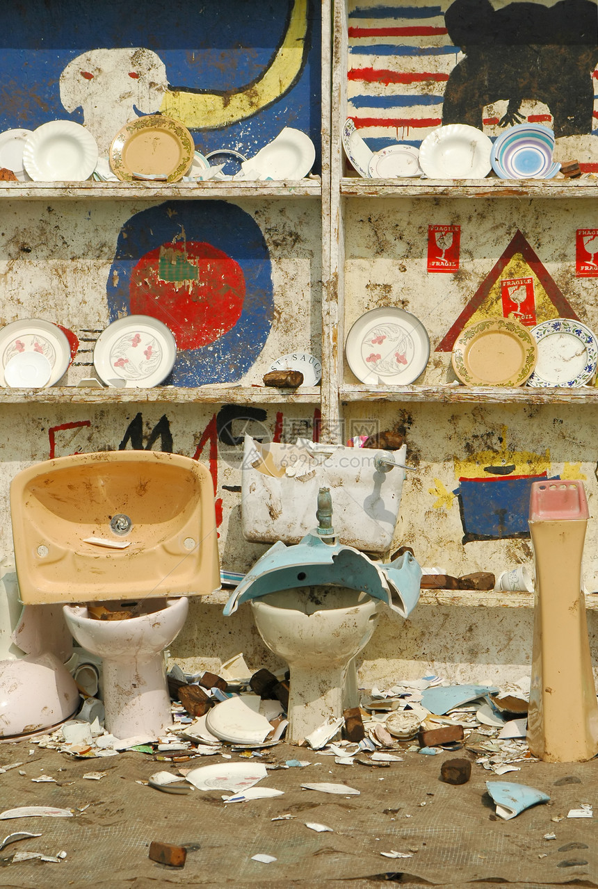 愤怒管理粉碎垃圾洗手间家具制品压力陶瓷乐趣情绪装饰品图片