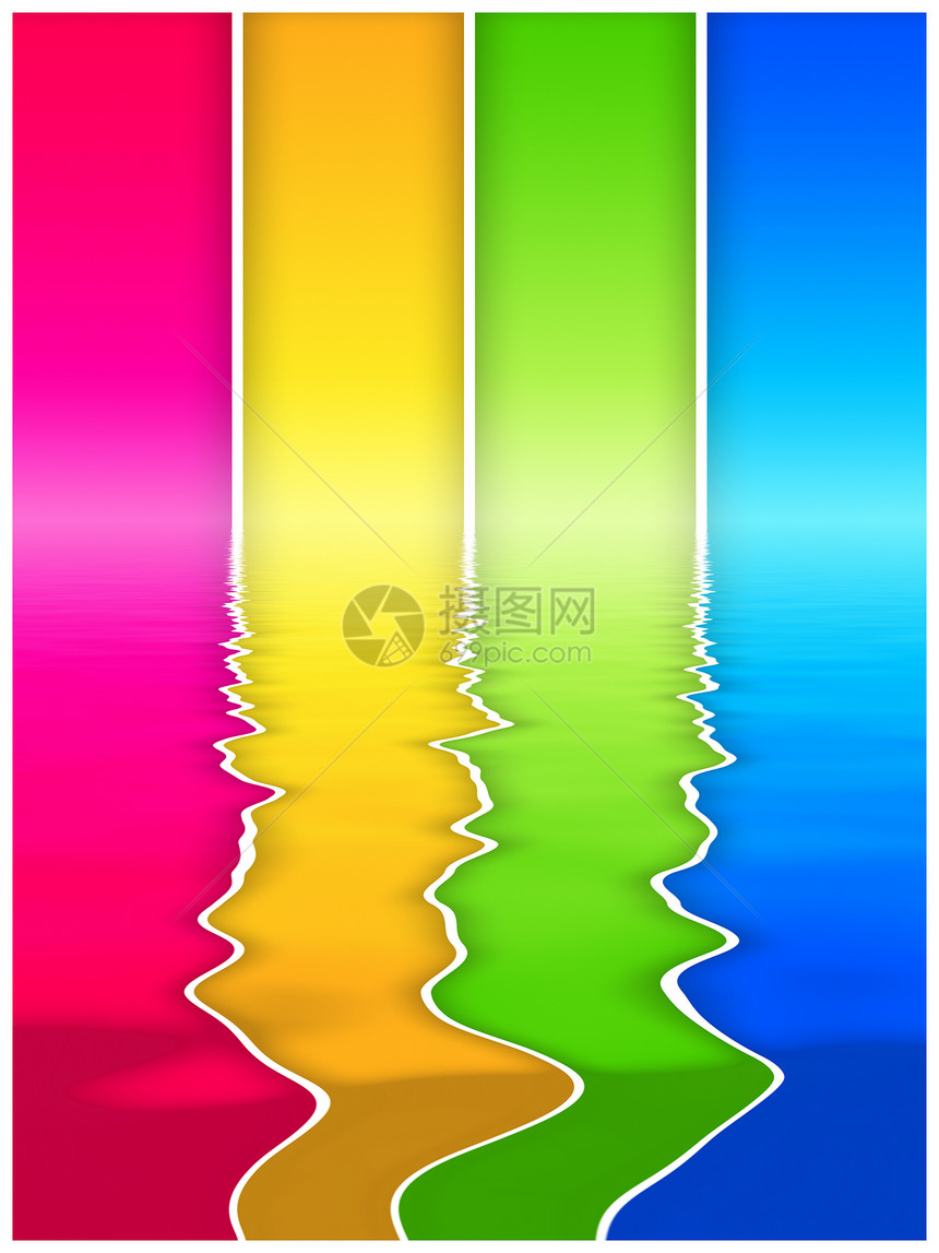 四种颜色水池插图火花彩虹涟漪光谱海浪液体气候海洋图片