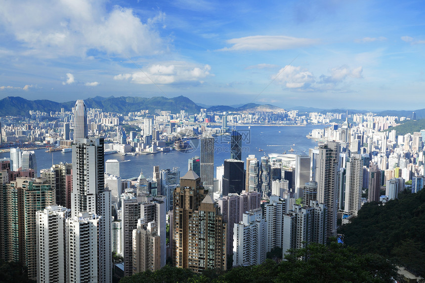 峰顶时香港视图建筑办公室商业港口天空景观地标市中心城市顶峰图片