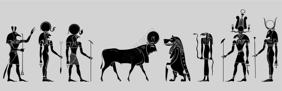 巴渝文化埃及神 女神 生物和恶魔旅行旅游怪物上帝宗教历史魔法象形考古学横幅插画