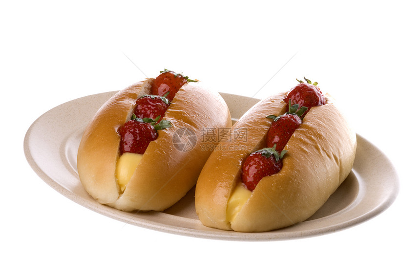 孤立的草莓面包烘烤面包师食物饮食白色面粉小麦面包油菜午餐图片