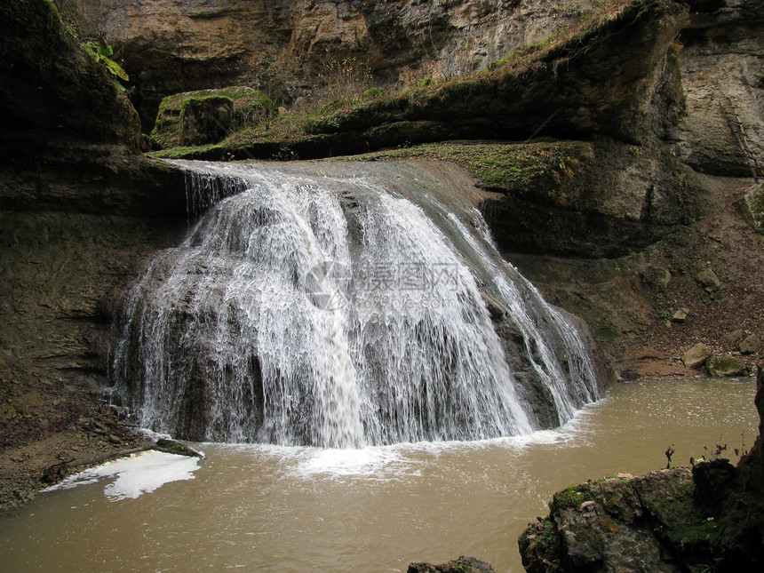 瀑布全景河流山脉对象石头游览溪流宽慰岩石水分图片