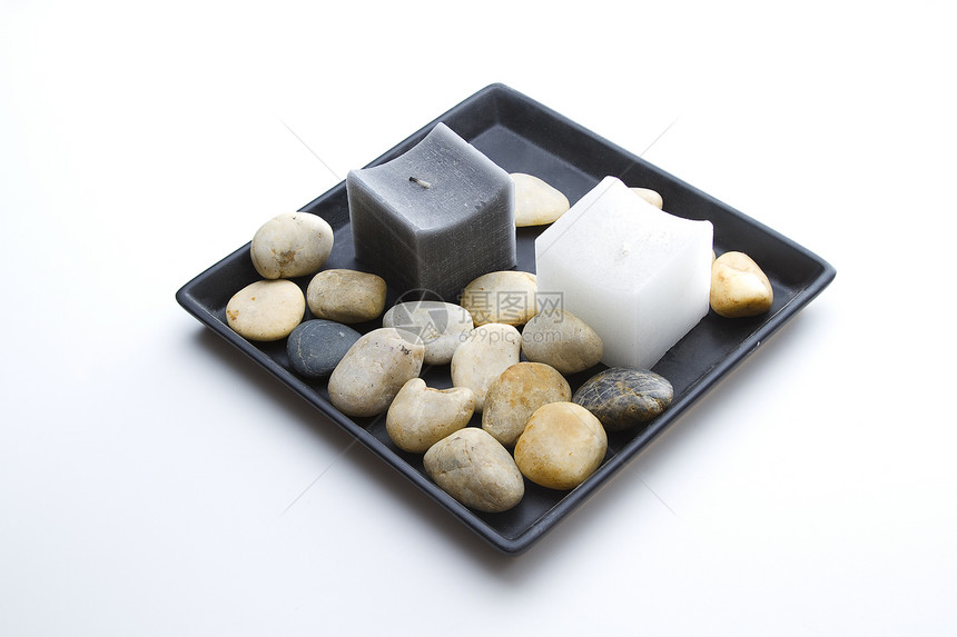 锌板盘装饰风格石头健康治疗蜡烛冥想岩石奢华温泉图片