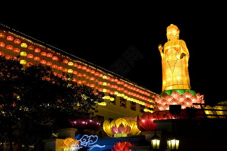 中国新年绿灯明节日遗产灯笼信仰传统寺庙上帝精神宗教文化背景图片