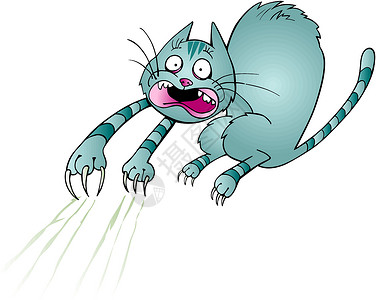 惊吓猫漫画插图虎斑宠物恐慌绘画背景图片