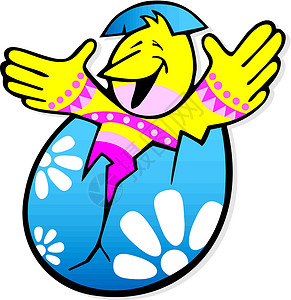 复活节鸡鸡漫画插图小鸡背景图片