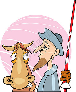 堂吉诃德唐吉高德和他的马插画