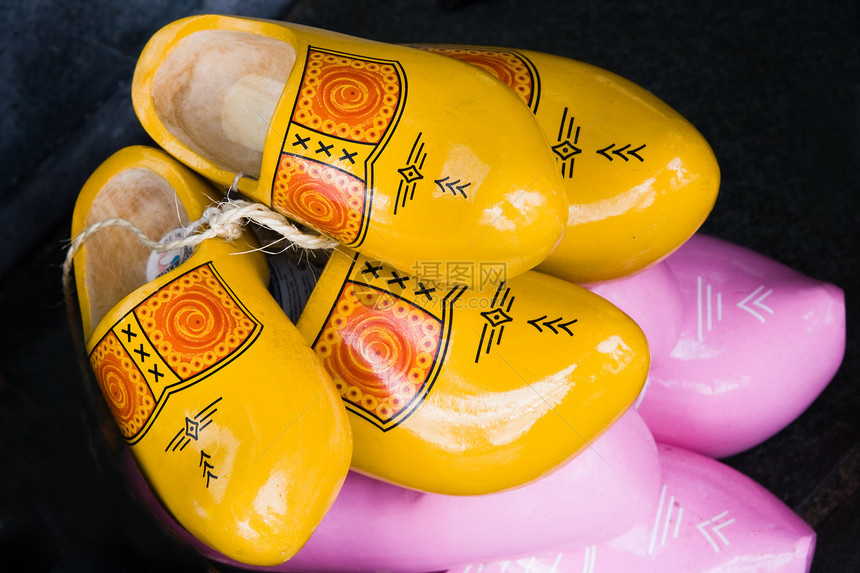 荷兰木制鞋作为纪念品出售店铺销售木鞋旅游游客木屐石器木头粉色尺寸图片