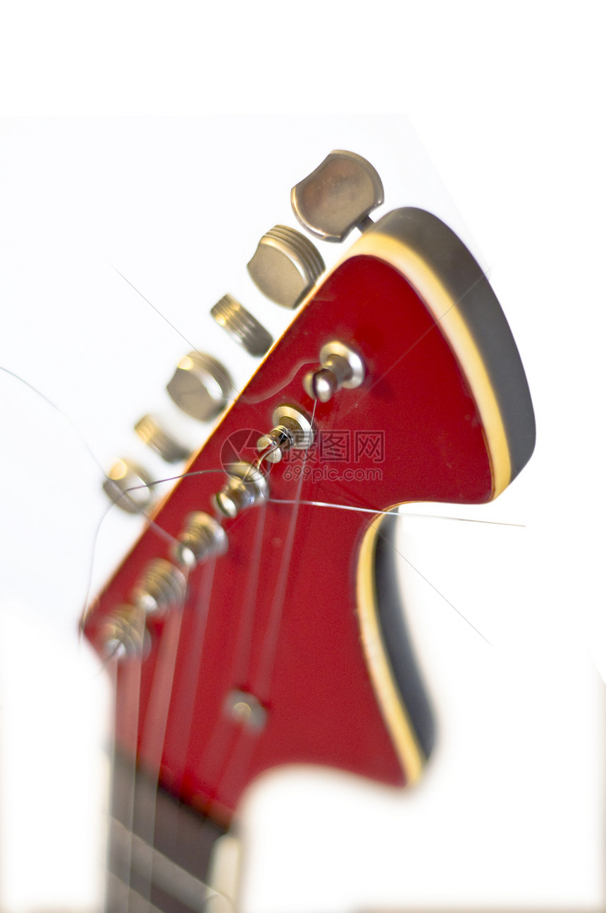 电吉他头吉他红色金属声学独奏低音摄影字符串指板木头图片