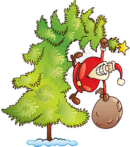潘克拉斯圣诞树上的桑塔克拉斯插画