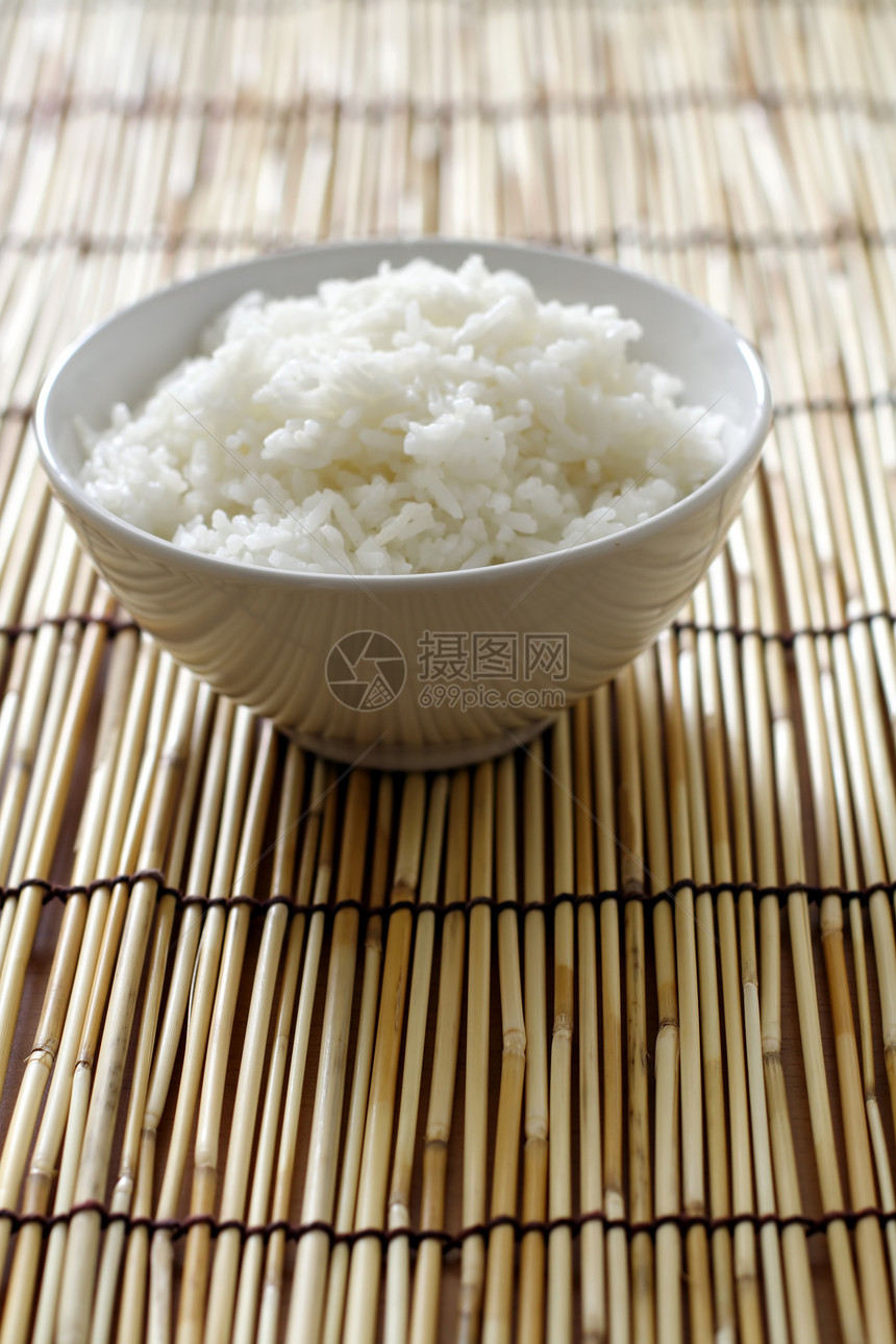 大米饭碗竹子主食食物白色淀粉图片