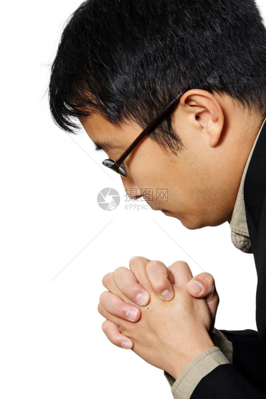 祈祷商务人士男人管理人员生意人套装宗教精神成人祷告崇拜商务图片
