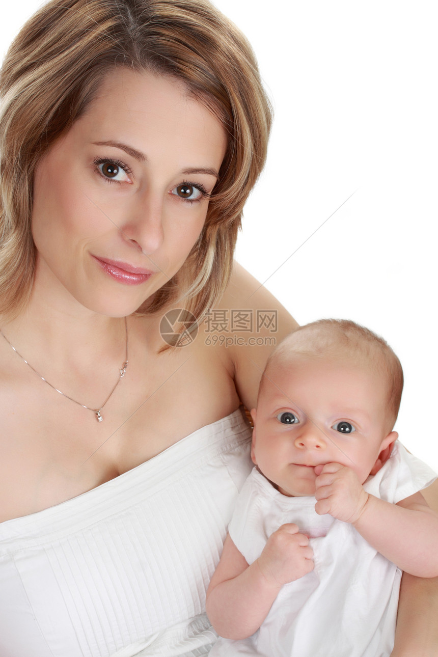 抚养婴儿的母亲生活育儿孩子女孩母性白色父母新生妈妈女士图片