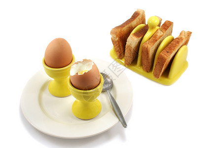 煮鸡蛋和吐司 一个打开高清图片