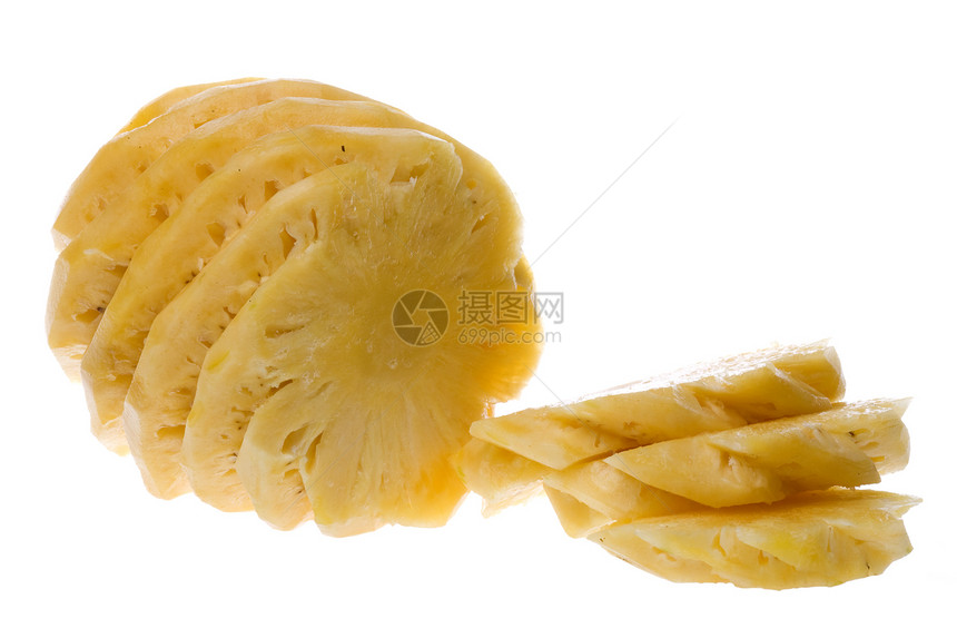 切片菠萝孤立水果食物甜点饮食生产宏观热带小吃情调营养图片