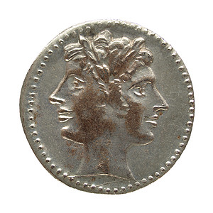 罗马硬币剑锋现金白色背景图片