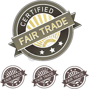 闲置物品交换经认证的公平贸易产品或食品标签插画