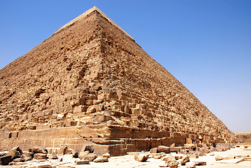 在开罗的吉萨Giza上金字塔石头王朝蓝色沙漠旅游旅行岩石文化三角形图片