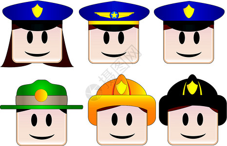职业图标安全护林员飞机警卫警察公园消防队员飞行员用户背景图片