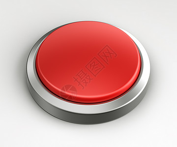 红按钮  空插图信号圆形计算机情况安全紧迫感渲染金属空白背景图片