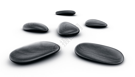 黑宝石计算机卵石石头岩石白色背景图片