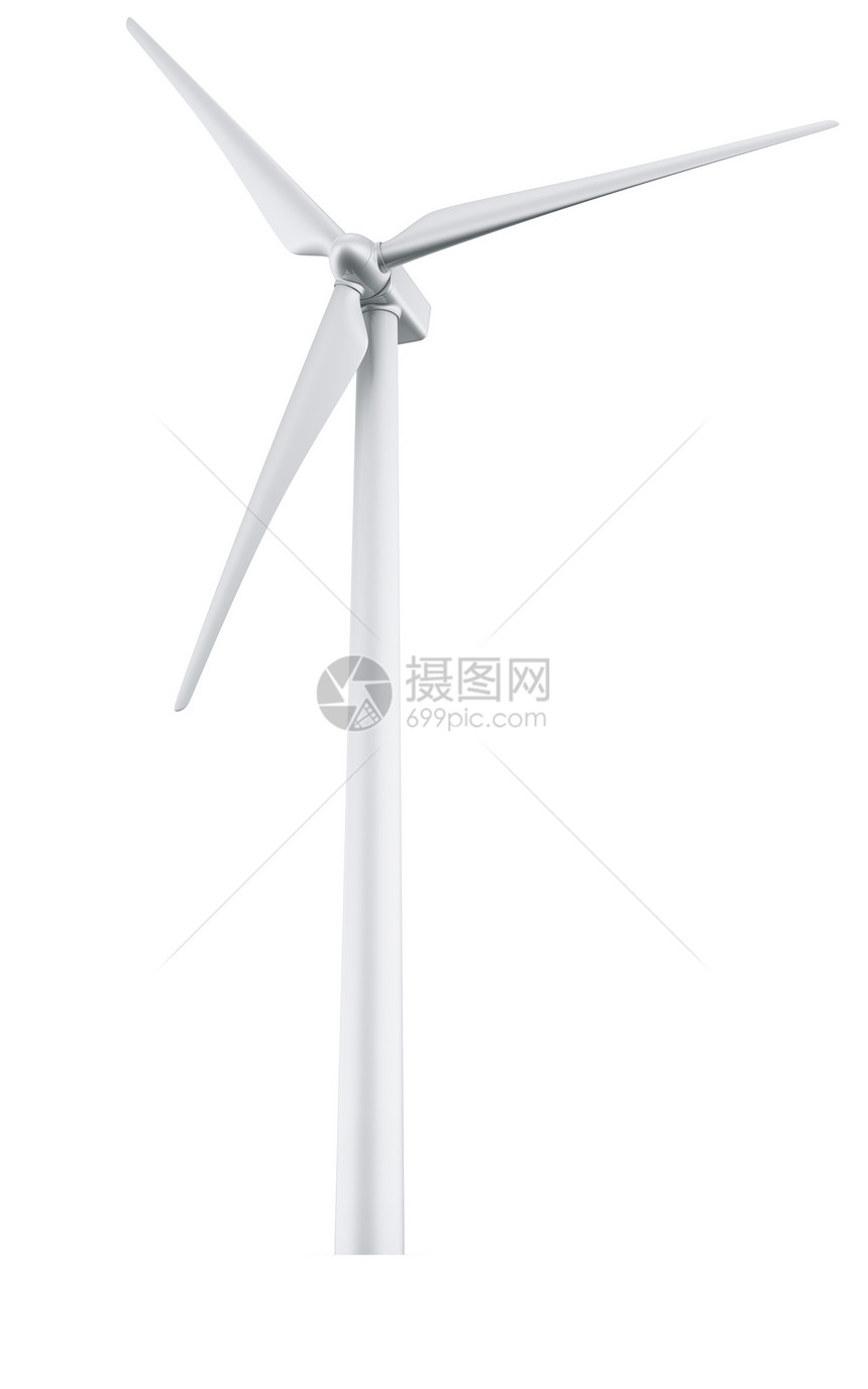 孤立风力涡轮机涡轮转子环境刀片力量发电机风车白色活力轮机图片
