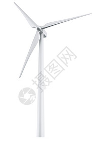 孤立风力涡轮机涡轮转子环境刀片力量发电机风车白色活力轮机背景图片