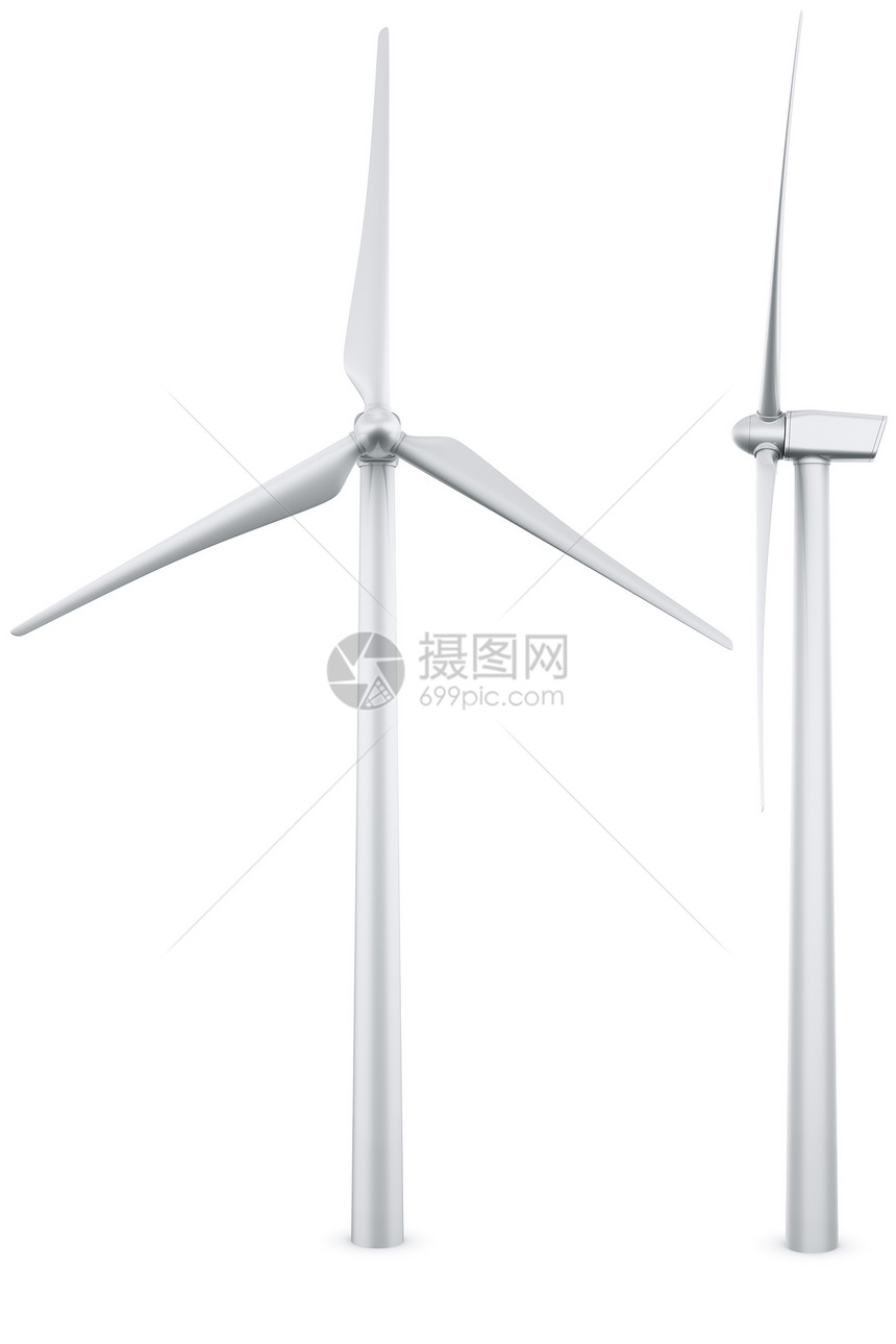 孤立风力涡轮机风车刀片白色发电机计算机轮机涡轮插图转子力量图片