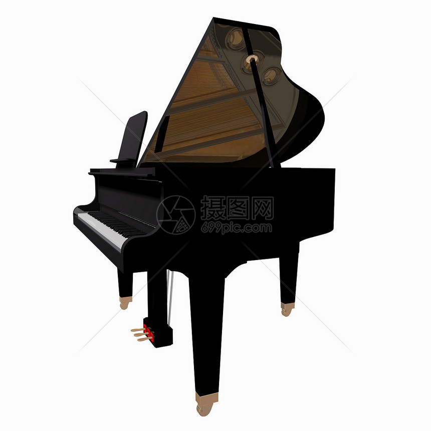 白种背景的格朗钢琴孤立硬木麦克风音乐会插图艺术键盘钥匙乐器钢琴数字化图片