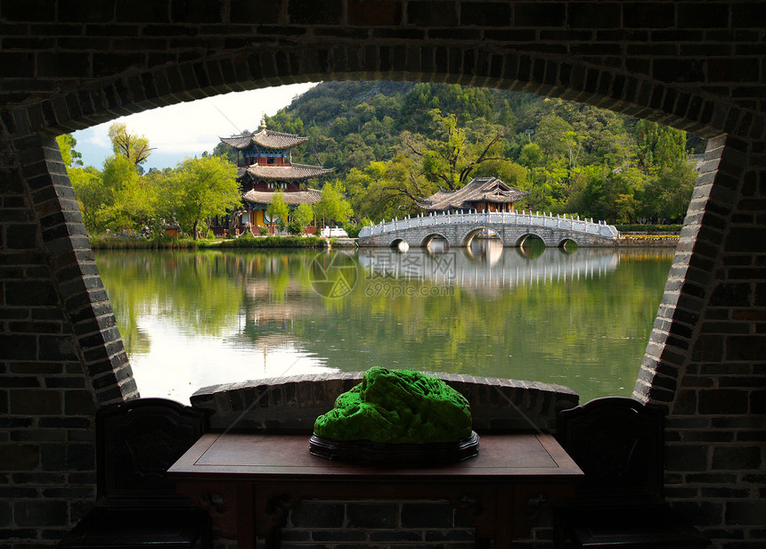 中国利江的风景公园农场场地寺庙溪流框架传统公园旅游村庄街道图片