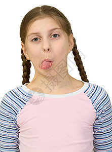 年轻女孩把舌头伸出来高清图片