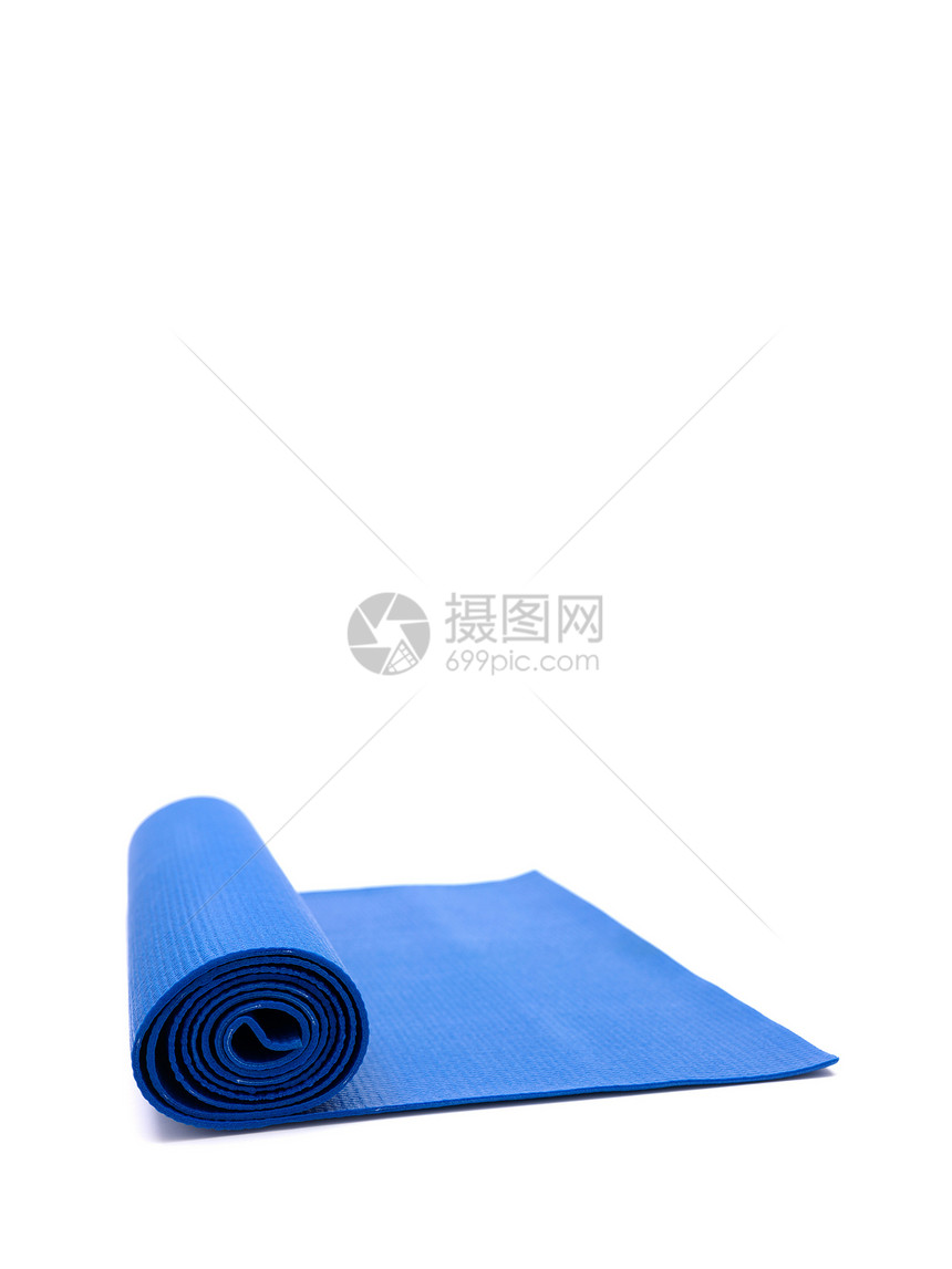 运动马力剪裁蓝色火车有氧运动白色床垫锻炼瑜伽闲暇图片
